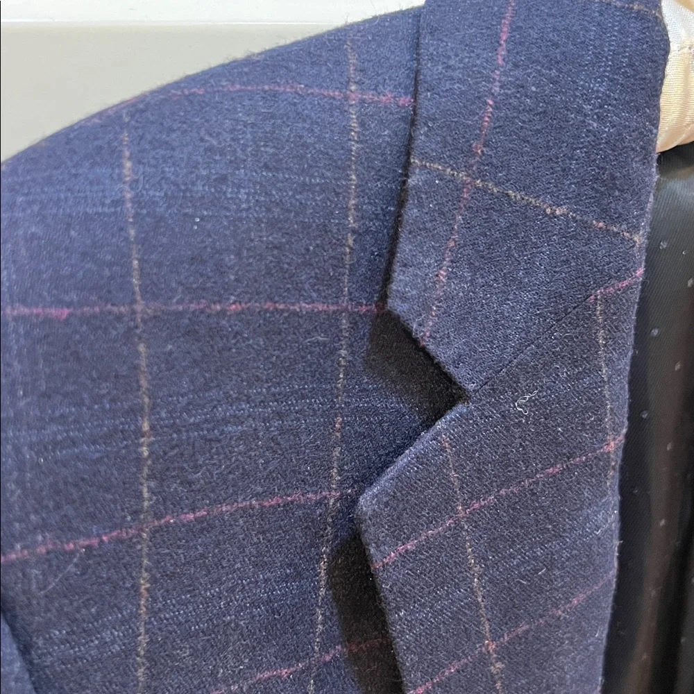 J. Crew Ludlow Blazer Tweed Plaid 38R wool navy slim - Picture 2 of 7